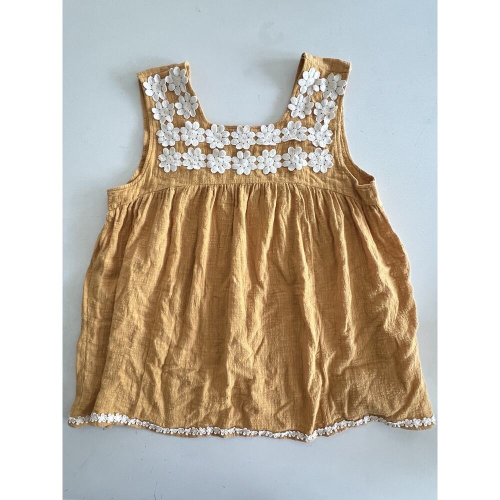 Umgee Top Size Large Floral Embroidery Lace Mustard Yellow Daisies Boho Festival - Picture 8 of 11